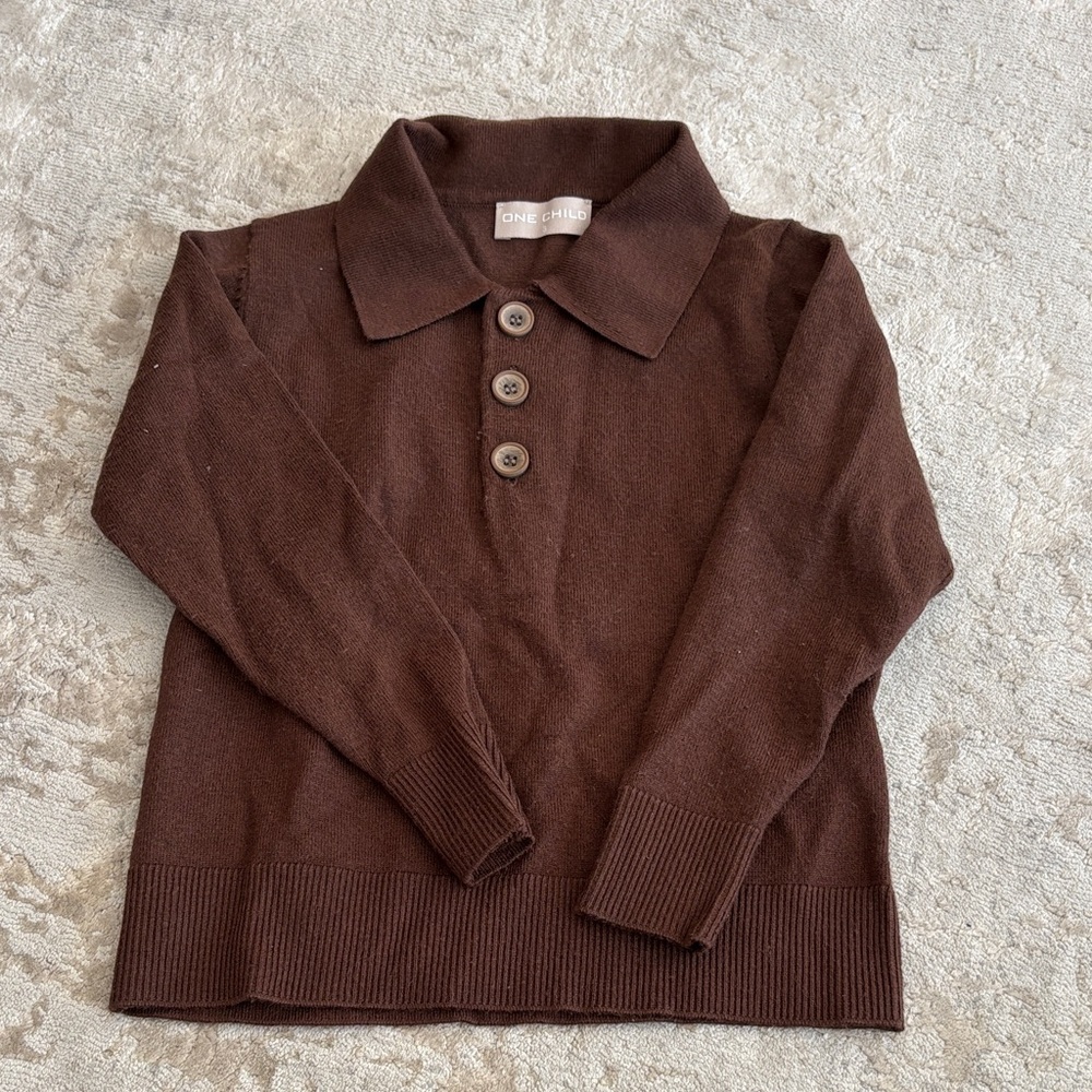One Child size 3 Brown soft knit sweater polo